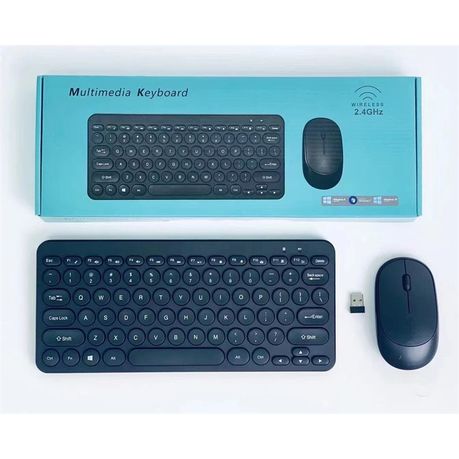 Classic Round Chocolate Keycap Wireless Keyboard and Mouse- Black - Image 4