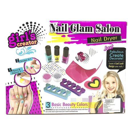 Glam Salon Fun Nail Polish Dryer Kit Girls Manicure Pedicure Glitter Set - Image 5