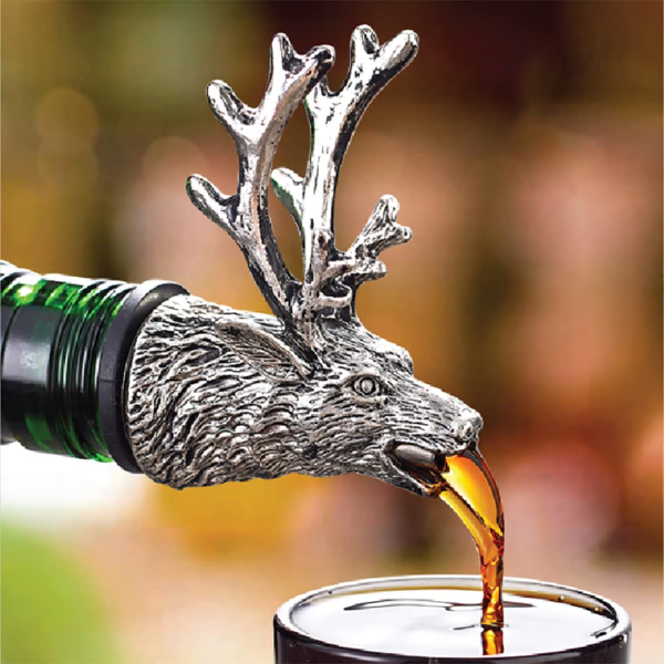 HASHBROWN Zinc Alloy Deer Head Wine Pourer - Silver