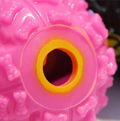 Pet Shrieking Sound Leakage Ball Teeth Bite Treat Dispensing Chew Toy