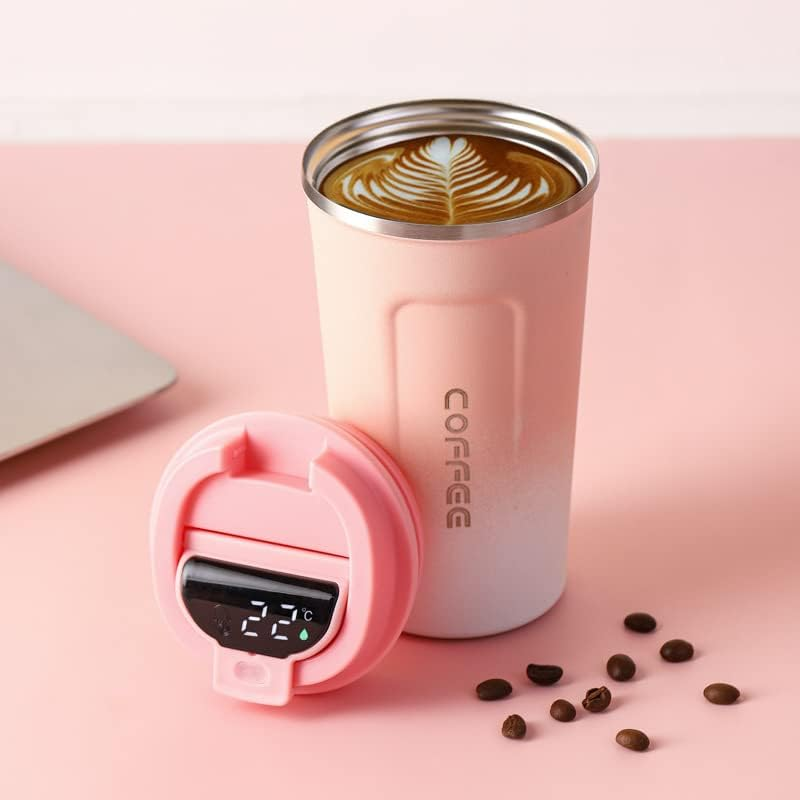 500ml Vacuum Cup Stainless Steel Temperature Display Coffee Flask - Blue