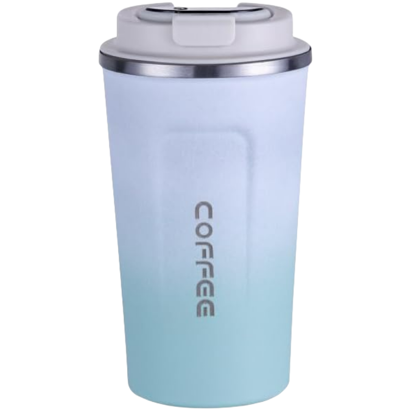 500ml Vacuum Cup Stainless Steel Temperature Display Coffee Flask - Blue