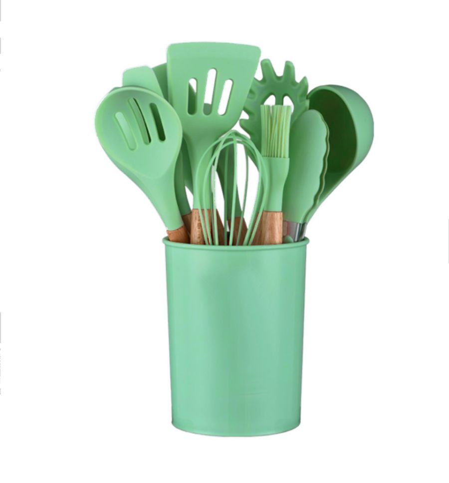 12 Pieces Non-Stick Silicon & Wooden Handle Kitchen Utensil Set