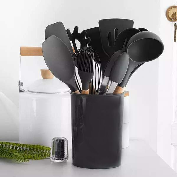 12 Pieces Non-Stick Silicon & Wooden Handle Kitchen Utensil Set
