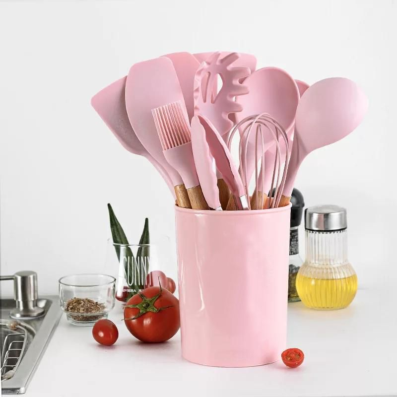 12 Pieces Non-Stick Silicon & Wooden Handle Kitchen Utensil Set
