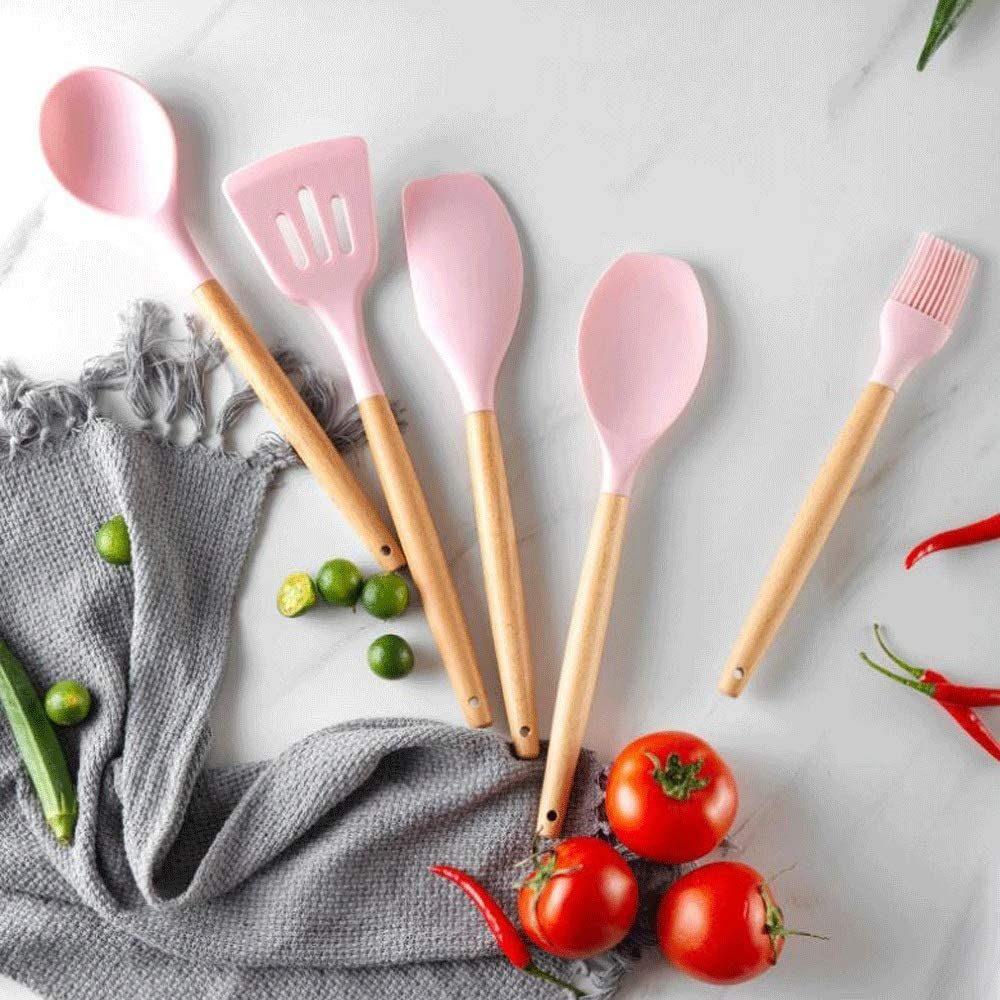 12 Pieces Non-Stick Silicon & Wooden Handle Kitchen Utensil Set