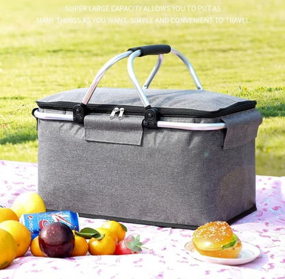 Foldable Foil Insulated Picnic Basket Food Beverage Carrier Bag Cooler Bag