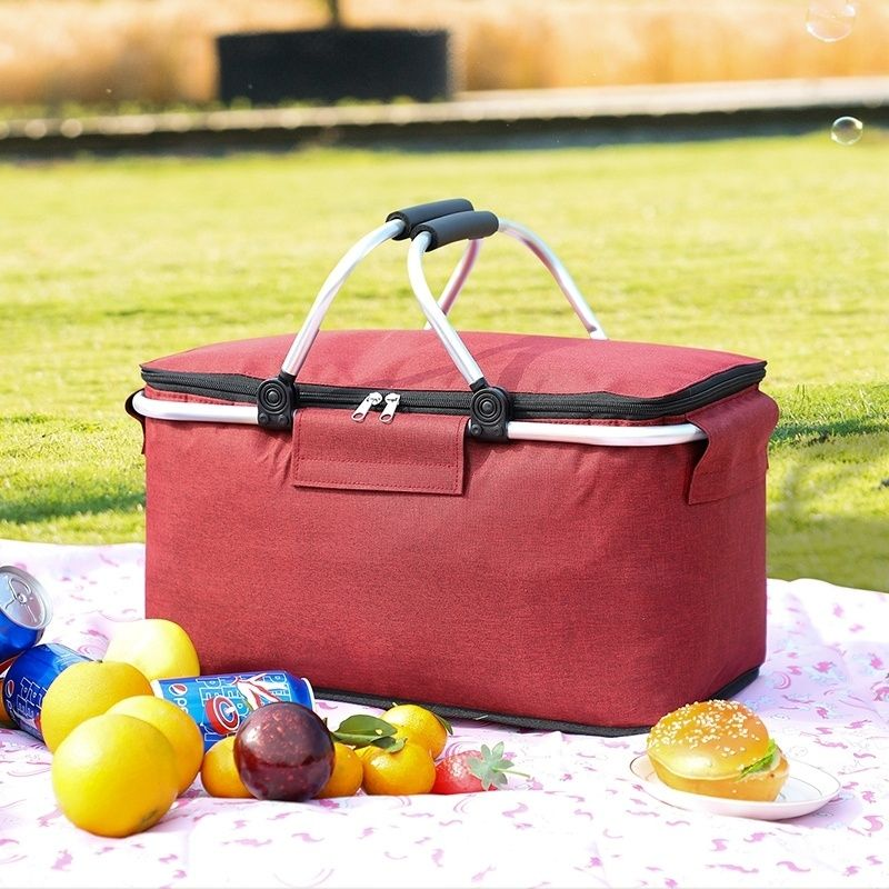 Foldable Foil Insulated Picnic Basket Food Beverage Carrier Bag Cooler Bag