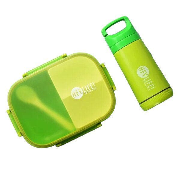BPA free 3 compartment 900ml Plastic lunch box with 350ml Water Bottle Set