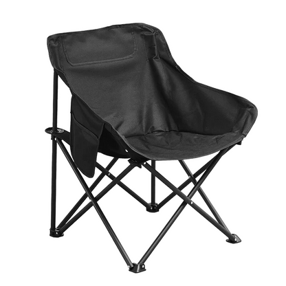 Half Moon Metal Frame Folding Camping Chair w Side Pocket 53x47x70cm 100kg