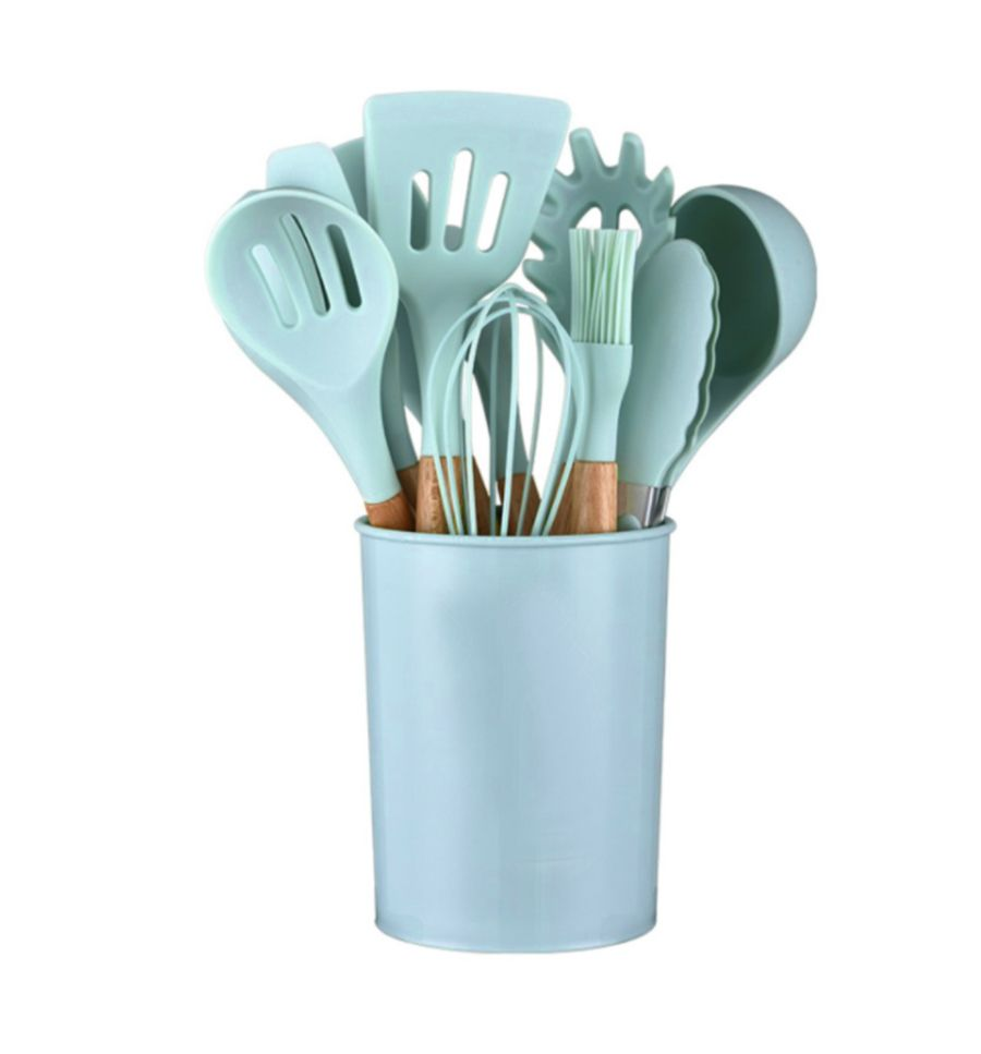 12 Pieces Non-Stick Silicon & Wooden Handle Kitchen Utensil Set