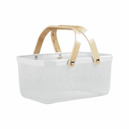 Large TRENDZ Vegetable wire basket with wooden handle - Image 5