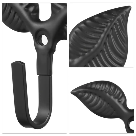HASHBROWN'S 4pcs Rustic Black Metal Leaf Wall Hooks - Image 9