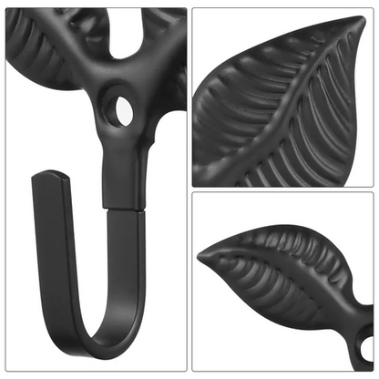 HASHBROWN'S 4pcs Rustic Black Metal Leaf Wall Hooks - Image 9