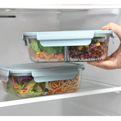 Split Compartment Leak-Proof Glass Food Containers - 650ml - 3 Pack - Image 3