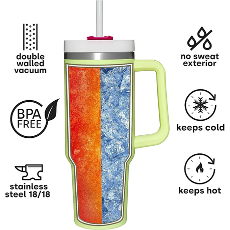 1.2L Tumbler with Handle Straw Lid, Stainless Steel Travel Mug - Image 46