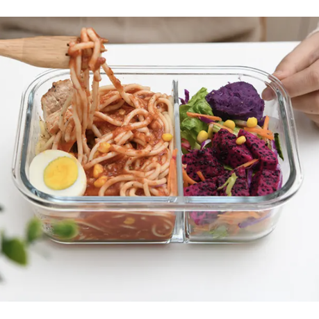 Split Compartment Leak-Proof Glass Food Containers - 650ml - 3 Pack - Image 5