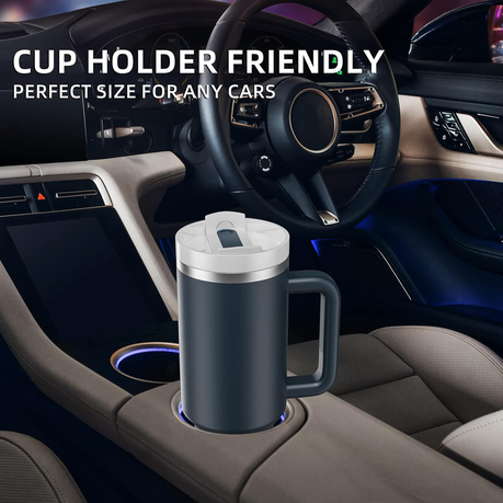 1.2L Tumbler with Handle Straw Lid, Stainless Steel Travel Mug - Image 69