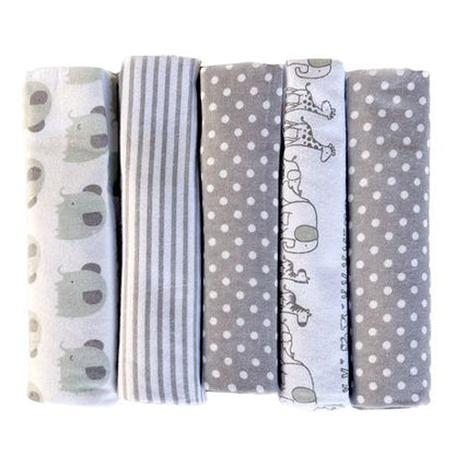 5 Piece Soft Infant Unisex Baby Nursery Swaddle Muslin Receiving Blankets