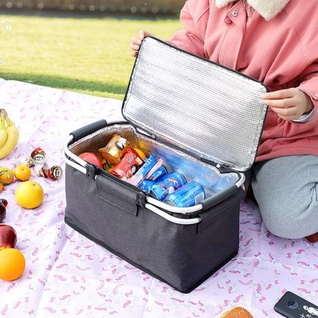 Foldable Foil Insulated Picnic Basket Food Beverage Carrier Bag Cooler Bag - Image 2