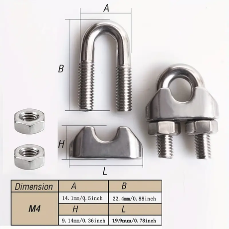 Hashbrowns 10-Piece Durable 304 Stainless Steel Cable Clamps - Image 3