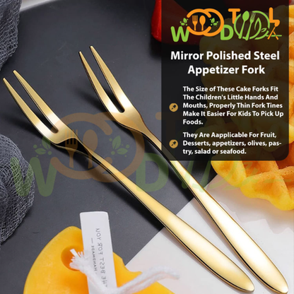 HASHBROWN'S 8PCS Set of Golden Stainless Steel Fruit Forks - Image 6
