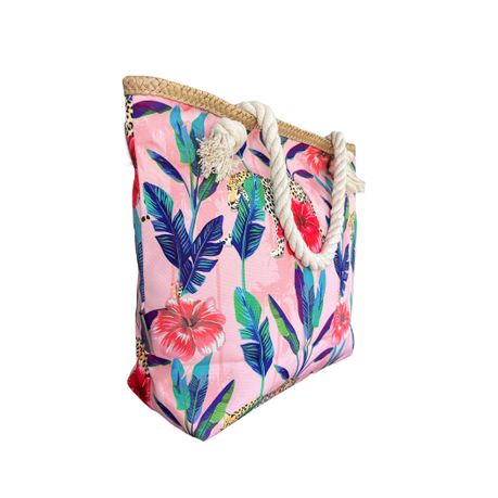 Printed Cotton Road Beach Bag - Image 4