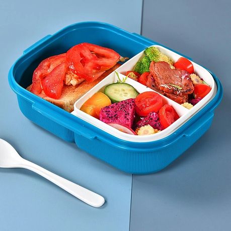 BPA free 3 compartment 900ml Plastic lunch box with 350ml Water Bottle Set - Image 3