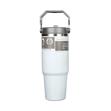 620ml Thermal Insulated Travel Mug with Carry Handle and Straw - Image 8