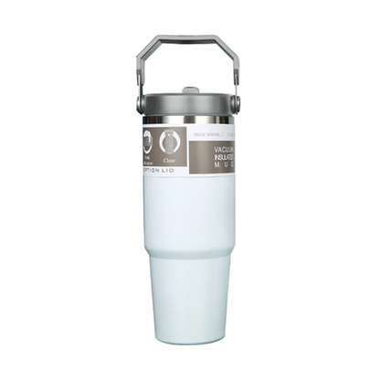 620ml Thermal Insulated Travel Mug with Carry Handle and Straw - Image 8