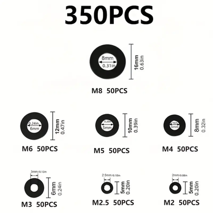HB 350 pcs Black Nylon Washer Kit - Image 3