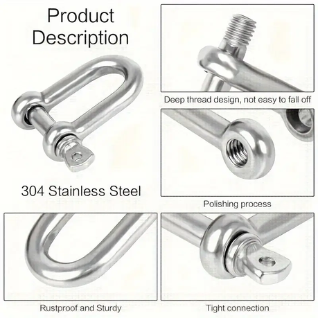 HB 8 pcs of M6 D-Shaped Shackles - Image 4