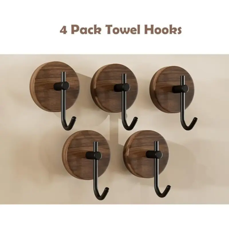 HASHBROWN - 4 Pieces Wooden Coat Hooks - No Drill Required - Image 3