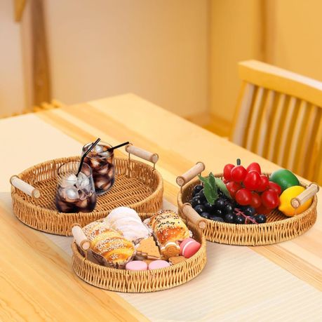 3 Piece Baskets for Coffee Table and Decorative Serving of Vegetables and Snacks - Image 5