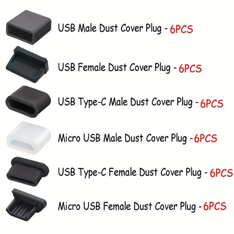 HASHBROWN'S 36PCS Silicone USB Dust Cover Plugs - Assorted Shapes - Image 3