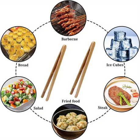 HASHBROWN'S 6 Piece High-Quality Bamboo Tongs - Image 5