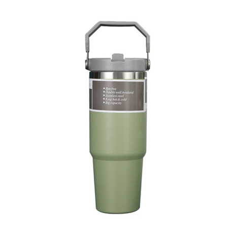 620ml Thermal Insulated Travel Mug with Carry Handle and Straw - Image 6