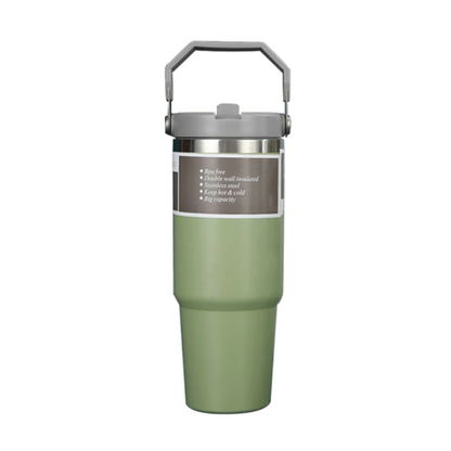 620ml Thermal Insulated Travel Mug with Carry Handle and Straw - Image 6