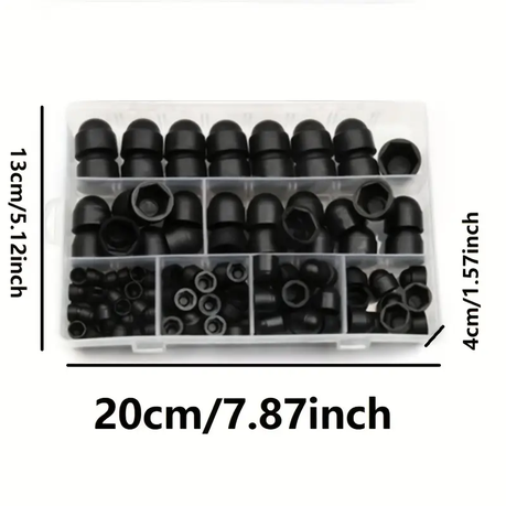 HB Set of 145 Nylon Hex Nuts and Bolt Caps M4-M12 - Image 5