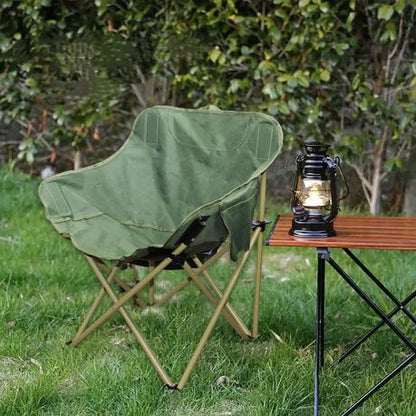 Half Moon Metal Frame Folding Camping Chair w Side Pocket 53x47x70cm 100kg - Image 2