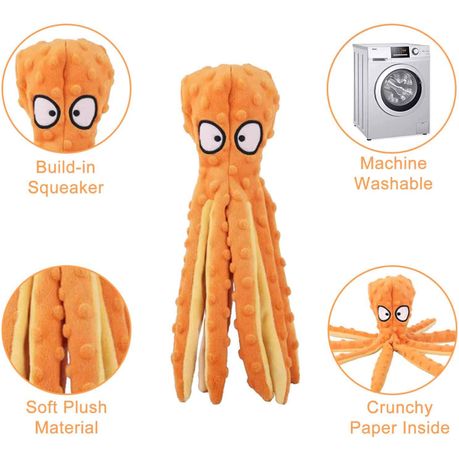 Octopus Plush Dog Chew Toy No Stuffing Puppy Teething Interactive - Image 3