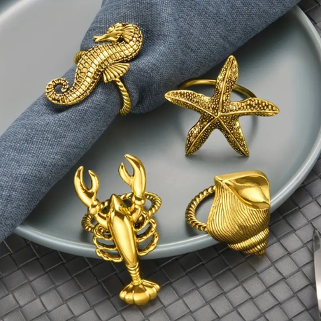 HASHBROWN'S 4 Piece Nautical Delight Cast Iron Napkin Rings - Image 6
