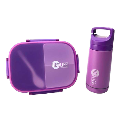 BPA free 3 compartment 900ml Plastic lunch box with 350ml Water Bottle Set - Image 4