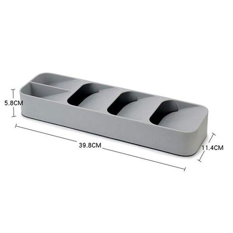 Smart Kitchen Cutlery Drawer Organizer Spoon Fork Storage Tray-Grey - Image 3
