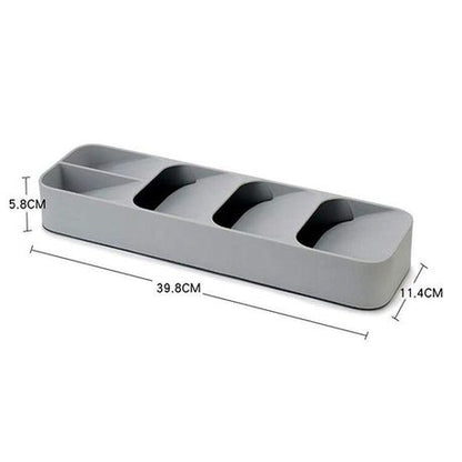 Smart Kitchen Cutlery Drawer Organizer Spoon Fork Storage Tray-Grey - Image 3