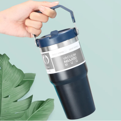 620ml Thermal Insulated Travel Mug with Carry Handle and Straw - Image 3