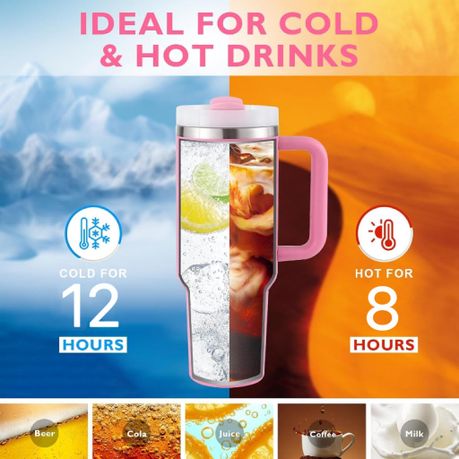 1.2L Tumbler with Handle Straw Lid, Stainless Steel Travel Mug - Image 64