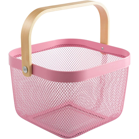 Mesh Storage Basket with Wooden Handle - Small - Image 4