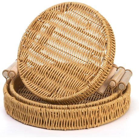 3 Piece Baskets for Coffee Table and Decorative Serving of Vegetables and Snacks - Image 7