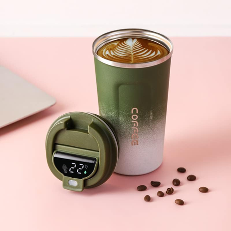 500ml Vacuum Cup Stainless Steel Temperature Display Coffee Flask - Blue - Image 5